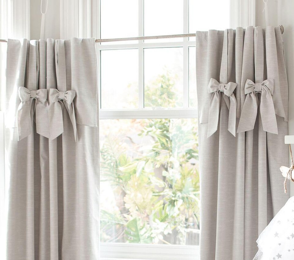 Evelyn Linen Blend Bow Valance Blackout Curtain Pottery Barn Kids AU